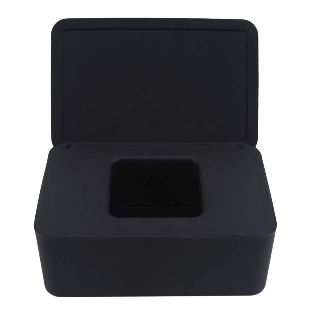 Weryffe Wipes Dispenser Box Wet Tissue Storage Case Desktop Seal Wet Tissue Paper Case Holder Napkin Holder With Lid,Black