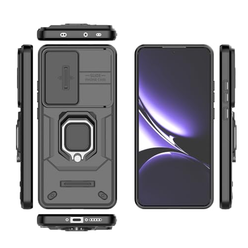 Image of Kapa Armor Slider Back Cover for Poco X7 Pro 5G | Inbuilt Ring + Camera Slider Shockproof Lens Protection Bumper Back Case (Black)