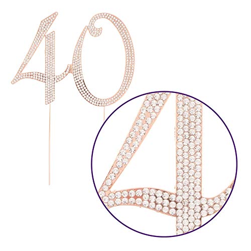 Ella Celebration 40 Cake Topper for 40th Birthday or Anniversary Rose Gold Number Party Supplies and Decoration Ideas (Rose Gold) - Thumbnail 4