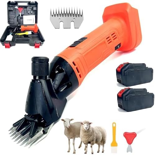 Tosatrici Elettriche Senza Fili Per Pecore, 550 W, 6 Velocità, Professionali Per Lana, Con 2 Batterie, Per Pecore E Altri Animali Da Allevamento. Orange 13-teeth