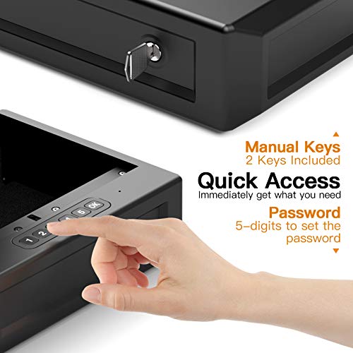 ASELINE Gun Safe Gun Safes for Pistols, Quick Access Handgun Safe Firearm Safety Device with Reliable Keypad or Key Lock, Portable Gun Security Safe Box for Home - Thumbnail 4