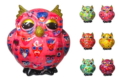netproshop Hucha de cerámica, diseño de búho, color rosa
