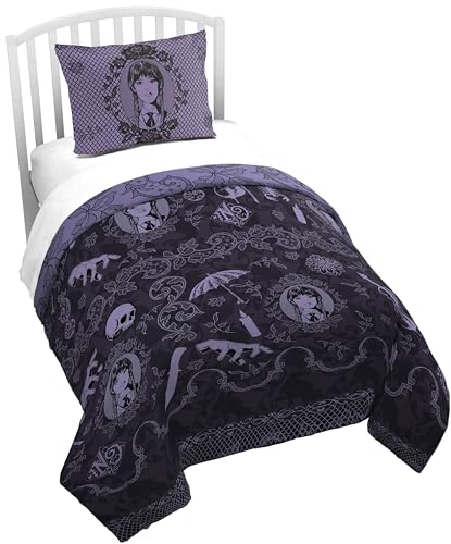 Jay Franco Kids Duvet Cover Set with Sham & Pillowcase Ultra-Soft Linen Feel Bedding for Room Decor Cover ONLY Comforter NOT Included Purple - Wednesday 2 Piece Twin