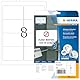 HERMA 4350 Universal Etiketten ablösbar, 25 Blatt, 96 x 63,5 mm, 8 pro A4 Bogen, 200 Stück, selbstklebend, bedruckbar, matt, blanko Papier Klebeetiketten Aufkleber, weiß