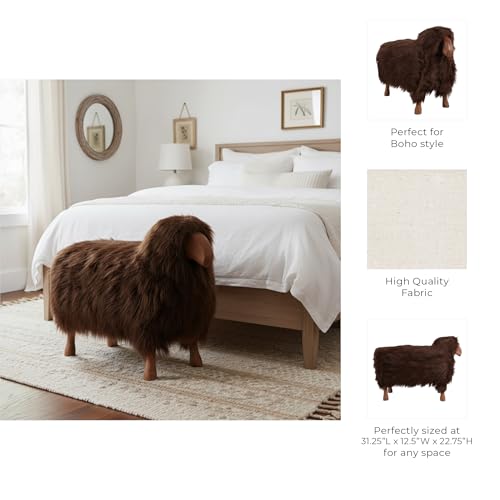 Escultura de Oveja Decorativa de Peluche Sintético 23" Marrón miniatura 5