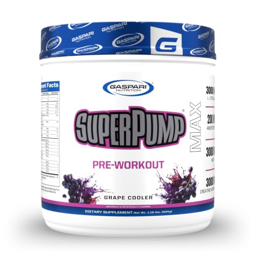 Image of Gaspari Nutrition SuperPump MAX, The Ultimate Pre Workout Powder, Sustained Energy Preworkout, Nitric Oxide Booster, Muscle Growth, Recovery & Replenishes Electrolytes (30 Servings, Grape Cooler)