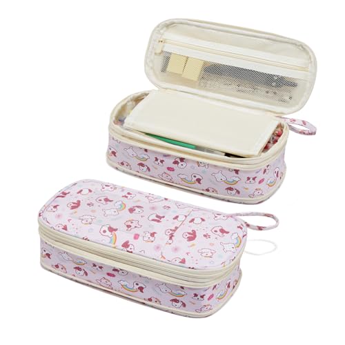 Image of Janhavi Initial Large Capacity Premium Oxford Cute Aesthetic Pencil Case Pouch Bag Special School Supplies Colored Stationery Organizer Gifts for Girls, Women, Adults