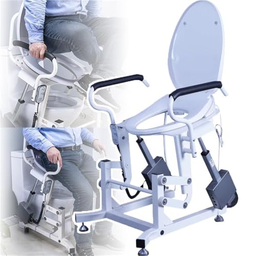 Elevador eléctrico para asiento de inodoro, asiento calefactable, diseño con doble reposabrazos y soporte fuerte, máquina para transferencia y elevación de pacientes con asiento partido 180° miniatura 1