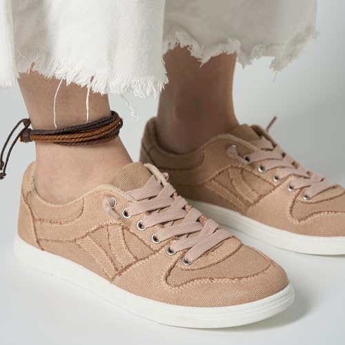Image of Sundays Canvas Sneakers Women - Memory Foam Insole with Breathable Canvas Shoes for Women Footwear - Non-Slip with Lightweight and Comfortable Womens Sneakers