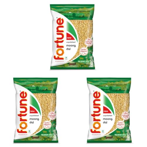 Image of FORTUNE Moong Dal, 500 Gm, Unpolished And Sortex Cleaned (Pack of 3)