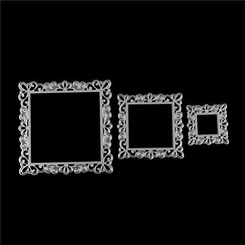 Set of 3 Carbon Steel Picture Frame Shape Cutting Dies Stencil Template for Card Making, Scrapbooking, Photo Album Embossing DIY Crafts