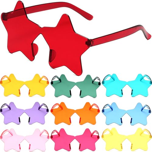 Star Sunglasses 10 Pack Rimless Star Glasses Colorful Sunglasses for Women Men Party Favors