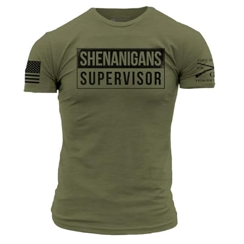 Grunt Style Shenanigans Supervisor Men's T-Shirt (Military Green, 3X-Large)