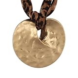 GelConnie Scarf Necklaces for Women Adjustable Leopard Bandana Necklace with Charms Gold Pendant Statement Accessory Boho Jewelry