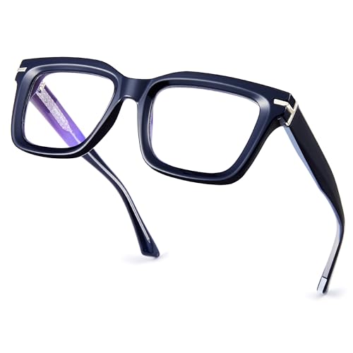 Image of Blue Light Blocking Glasses for Women Men, Square Thick Frame Anti Eyestrain & UV Glare JF6218