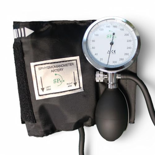 SPES - Sfigmomanometro Manuale Professionale Aneroide con Bracciale Regolabile, Lettura Facile e Precisa - Completo di Custodia