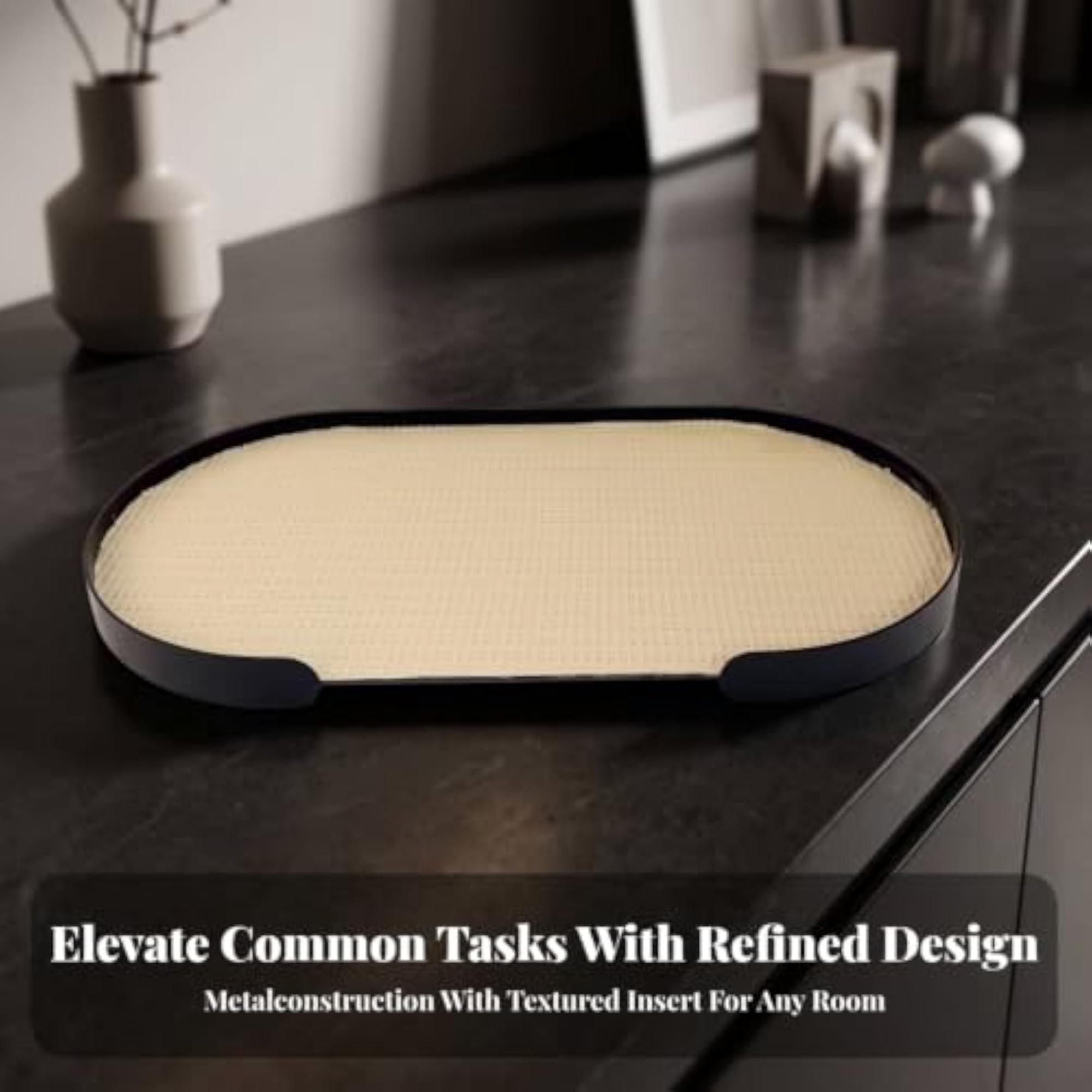 Long Oval Metal Tray, Decorative Minimalist Design