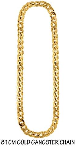 Lizzy® Adult Gold Gangster Chain and Bracelet with 2 Gold Rings | Adult Gangster Costume Accessories