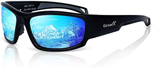 GruntX Tactical Ballistic Shooting Eyewear for Men, Blue Mirror Polarized