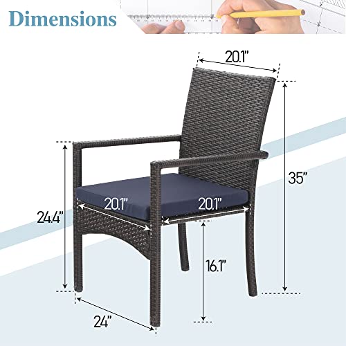 Image of MFSTUDIO Patio Rattan Chairs Set of 8, Wicker Outdoor Dining Chairs Set of 8, All Weather Patio Armchairs w /Armrests, Steel Frame, Brown, 330lbs