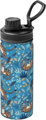 タイガー 虎柄 水筒 真空断熱 保温 保冷 スポーツボトル 人気 ステンレスボトル スポーツ飲料対応 漏れない 直飲み530ml 男の子 女の子 おしゃれ 大人 子供 アニメ グッズ キャラクター