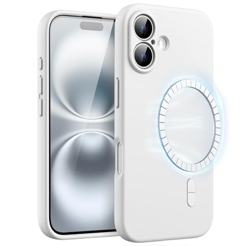 JETech Magnetic Silicone Case for iPhone 16, White