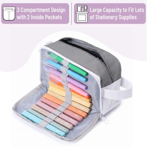 Image of Mr. Pen- High Capacity Pencil Case, Large Pencil Pouch with 3 Compartments and 2 Pockets, Large Pencil Bag with Smooth Zipper, Cute Pencil Case Pouch Organizer, School Supplies for Teens