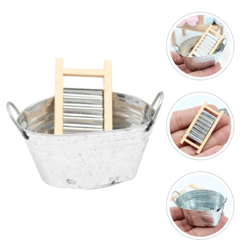 YARNOW 1 Satz Puppenhaus-Modell Spielzeuge 1 12 Waschbrett Mini-hauswaschbrett Mini-hauswaschmaschine Dekoratives Miniaturmodell Interessantes Miniaturmodell Mini-hausdekoration Aus Holz – Bild 4