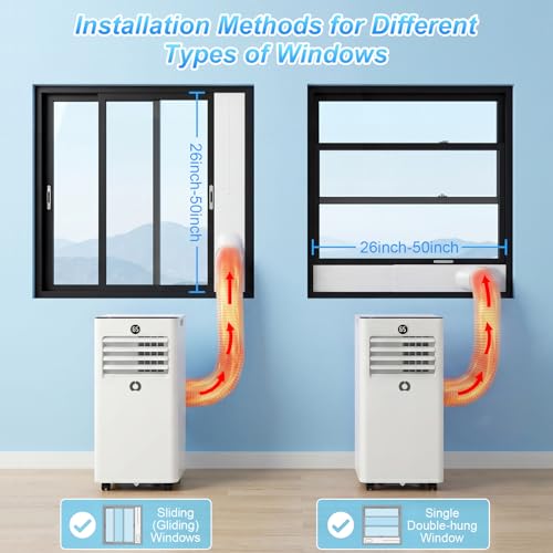 Image of 10000Btu Portable Air Conditioners, 3 in 1 Portable AC with Cooling, Dehumidification, Fan, for Medium Rooms (450 Sq.Ft), featuring an Auto-Evaporation System,Silent-Running Standing AC for Bedrooms