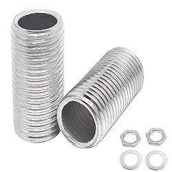10set Lamp Pipe Nipple Set,1.0 Pitch All Threaded,Zinc Plated Hollow Lamps Repair Part Hardware,with Nut Washer(M10-1.0x20mm)