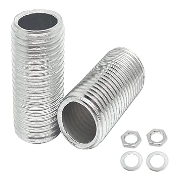 10set Lamp Pipe Nipple Set,1.0 Pitch All Threaded,Zinc Plated Hollow Lamps Repair Part Hardware,with Nut Washer(M10-1.0x20mm)