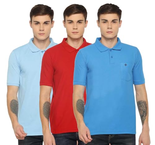 Dollar Mens Cotton Casual Solid Polo Tshirt (Pack of 3)