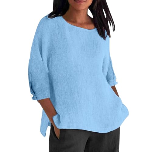 Haut en coton femme col rond pour un style décontracté chic au bureau ou en weekend
