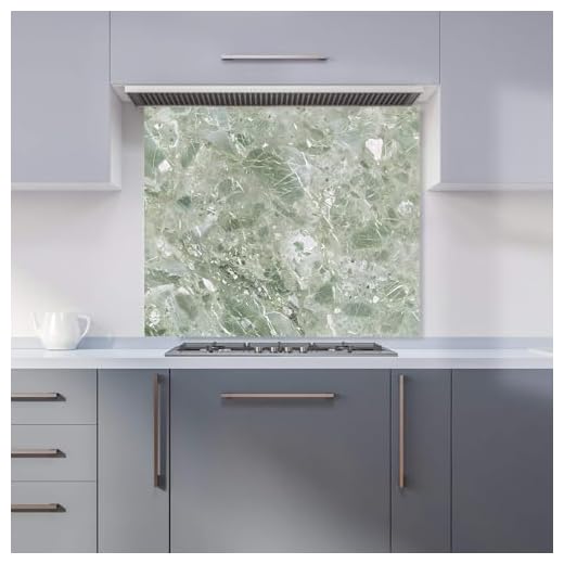 Premium Polished Sage Green Quartz Effect Kitchen Splashback 6mm Toughened Glass Kitchen Splashback – Heat Resistant Splashback for Kitchens, Perfect for Cookers and Hobs, Polished Edges