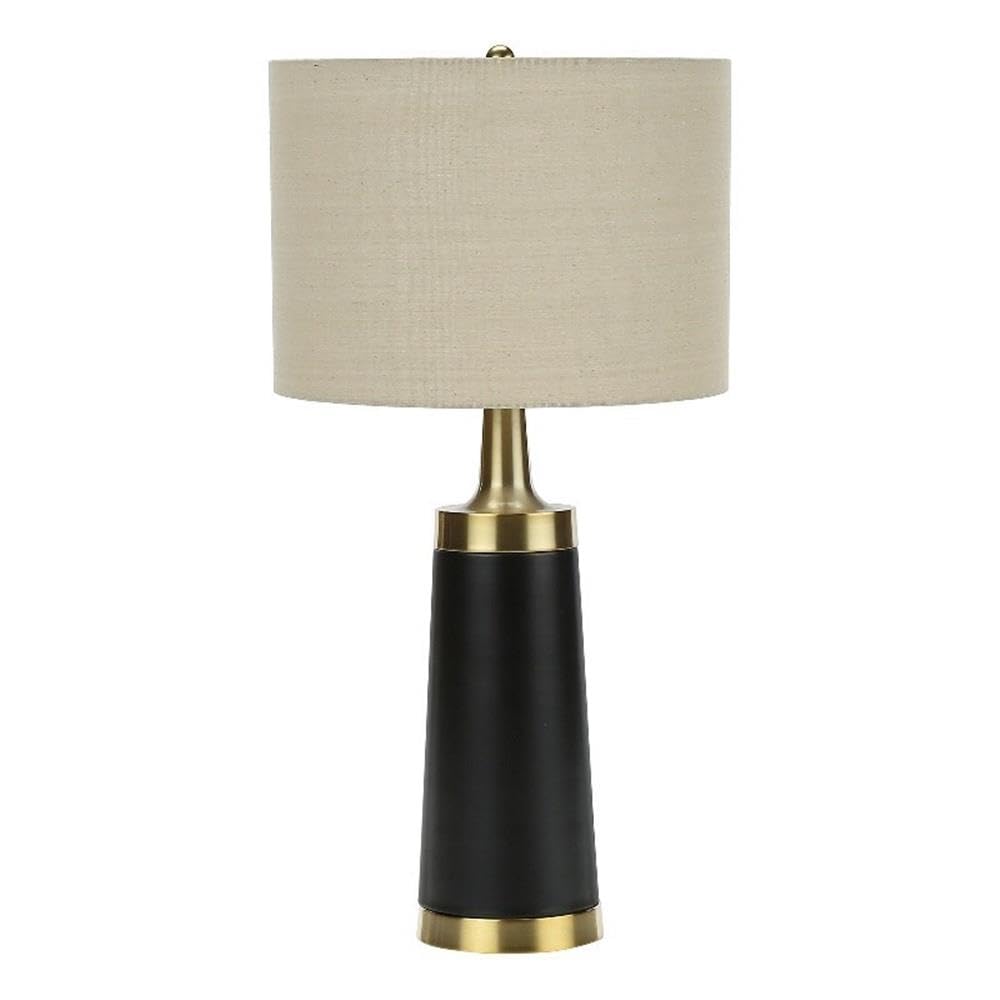 Monarch Specialties I 9623 Lightingtable Lamp, Black Metal, Beige Shade,