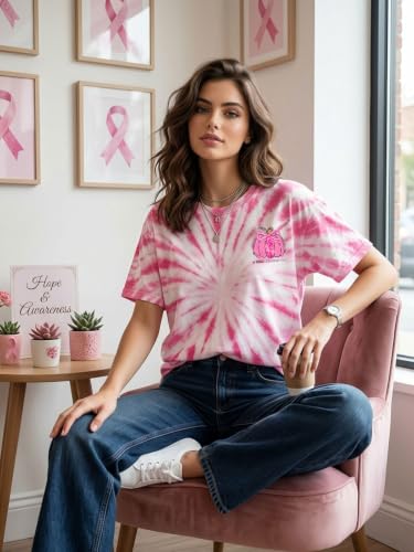 Breast Cancer Shirts for Women Cancer Awareness Shirt Pink Ribbons Tee Tops - image 3