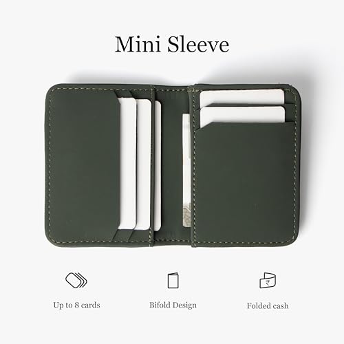 Image of Bellblock Minimal Card Holder for Men /Women | Slim Handcrafted Mens Card Wallet | Upto 7 Cards & Folded Cash | Vegan Leather | Dark Green (Pack of 1)