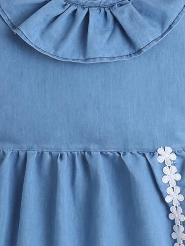 Image of Dresses for Kids Girls, Stylish Knee Length Once Piece Denim Frocks for Girls, Casual Dress for Summer & Special Occasion