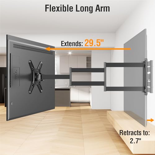 Image of ELIVED Long Arm TV Mount for 14-42 inch TVs Monitors, Max VESA 200x200