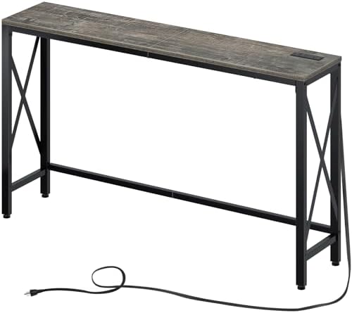 Rolanstar Console Table with Power Outlet, Narrow Sofa Table, 55....