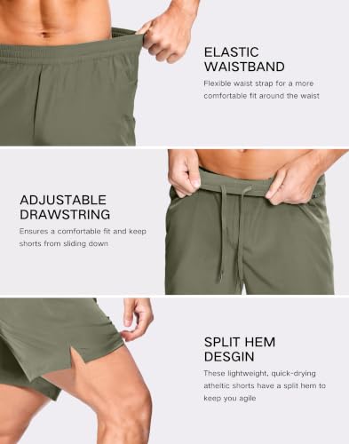 Image of GGJ Men's Lightweight Athletic Shorts with 2 Zipper Pockets 7 inch /9 inch /5 inch Gym Workout Running Quick Dry Tennis Shorts for Men