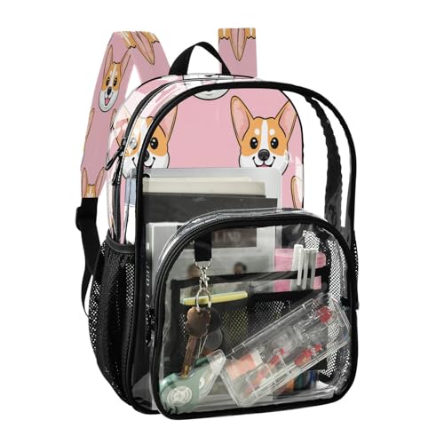 Cute Dog Clear Backpack - Stadium Approved Large 15.7-inch Waterproof Transparent Bag for Sports, Concerts, Work, Travel#272