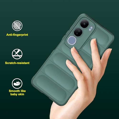 Image of amazon basics Back Case Cover for Vivo Y29 5G | Compatible for Vivo Y29 5G Back Cover | Liquid Silicon Magic with Camera Protection | Dark Green