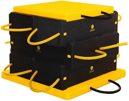 ESCO CribLokTM Composite Cribbing System Kit, 8-Piece, Yellow-Black, 21 Inch Blocks, Interlocking, 100-Ton Capacity, Waterproof, for Indoor and Outdoor Use