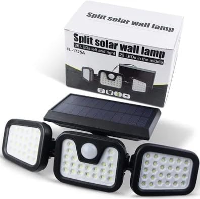 Outdoor Security Floodlight, 3 Adjustable Heads, IP65 Waterproof, 270° Wide Angle, Wall Light for Garden Patio Garage