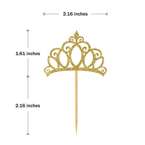 Donoter 48 Pieces Gold Glitter Princess Crown Cupcake Toppers Picks For Birthday Baby Shower Party Cake Decorations #TOP2