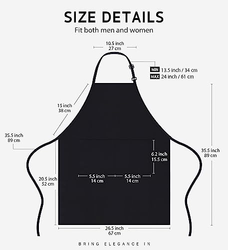 Image of Syntus 12 Pack Bib Apron, Unisex Aprons Adjustable 100% Cotton with 2 Pockets Cooking Kitchen Aprons for Women Men Chef, BBQ Drawing Apron Bulk, Black