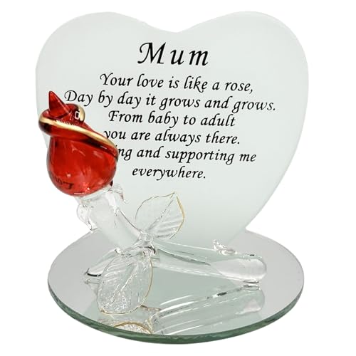 SAFRI Mum Gift Glass Plaque Ideas for Mummy Mom Mother Birthday Anniversary Christmas Xmas Mother's Day Presents Gift From son Daughter (Mum)