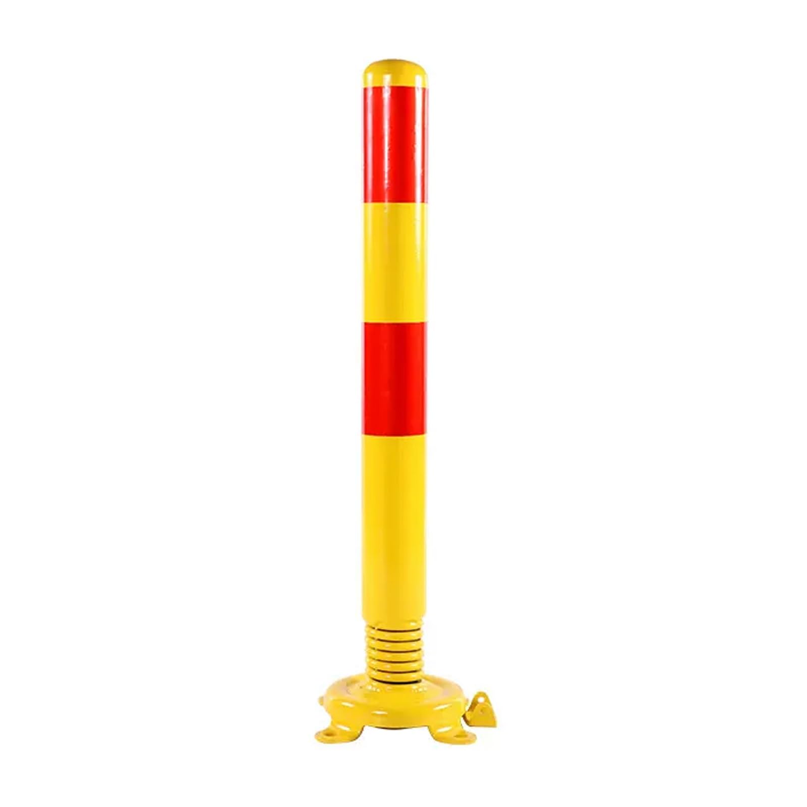 MOKLYF Safety Bollard Post, Spring Parking Post with Warning Stripes, Driveway Garage Security Post, Traffic Barde Cones, for Indoor and Outdoor Parking (Yellow (1pcs))