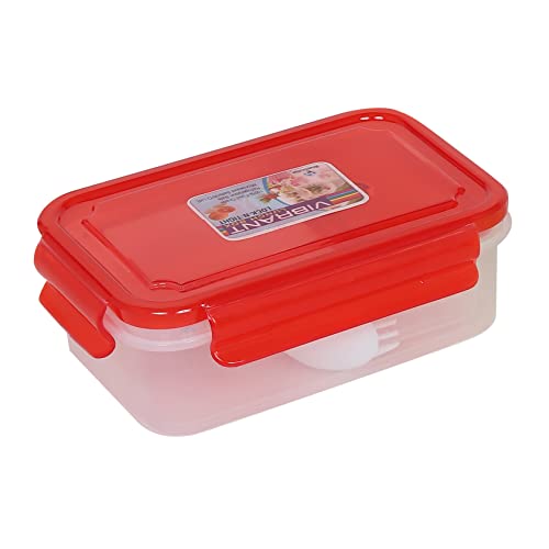 Image of Shri Ashtavinayak Airtight Plastic Lunch Boxes with Liquidtight Container, Spoon and Fork Multi Coloured - 500ml (Pack of 12)